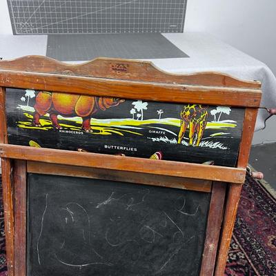 Cutest Chalk Board Stand EVER! Has Scroll of Letters, Animals, Cars, Flags etc. About 10 Scenes. OLD