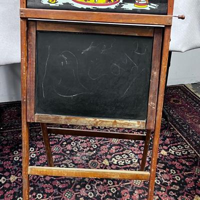 Cutest Chalk Board Stand EVER! Has Scroll of Letters, Animals, Cars, Flags etc. About 10 Scenes. OLD
