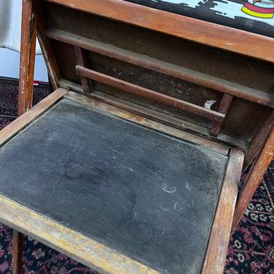 Cutest Chalk Board Stand EVER! Has Scroll of Letters, Animals, Cars, Flags etc. About 10 Scenes. OLD