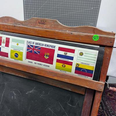 Cutest Chalk Board Stand EVER! Has Scroll of Letters, Animals, Cars, Flags etc. About 10 Scenes. OLD