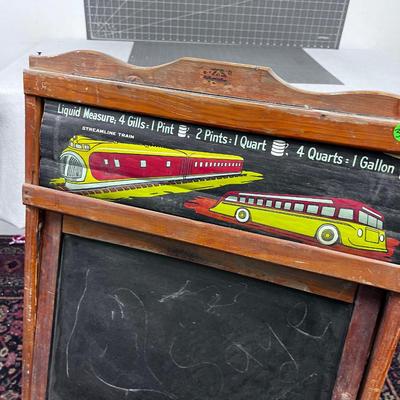 Cutest Chalk Board Stand EVER! Has Scroll of Letters, Animals, Cars, Flags etc. About 10 Scenes. OLD