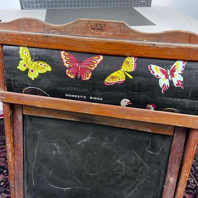 Cutest Chalk Board Stand EVER! Has Scroll of Letters, Animals, Cars, Flags etc. About 10 Scenes. OLD