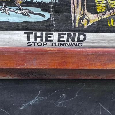 Cutest Chalk Board Stand EVER! Has Scroll of Letters, Animals, Cars, Flags etc. About 10 Scenes. OLD