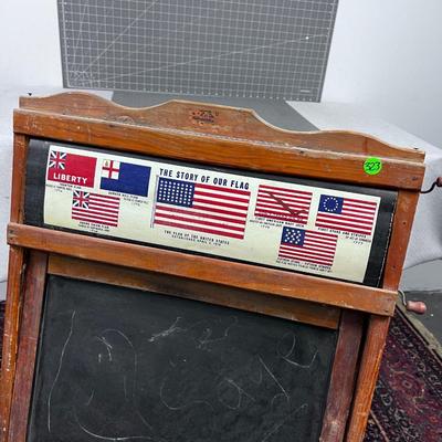 Cutest Chalk Board Stand EVER! Has Scroll of Letters, Animals, Cars, Flags etc. About 10 Scenes. OLD