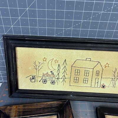 4 Embroidered & Framed Inspirational Pictures