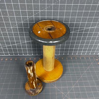 2 Old Wood Spools