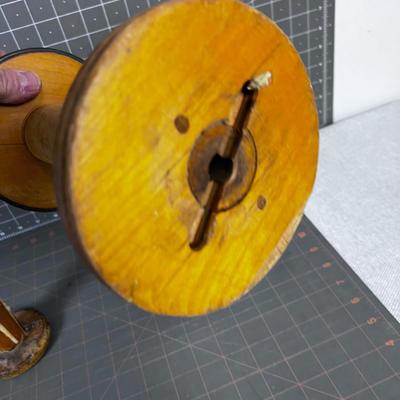 2 Old Wood Spools