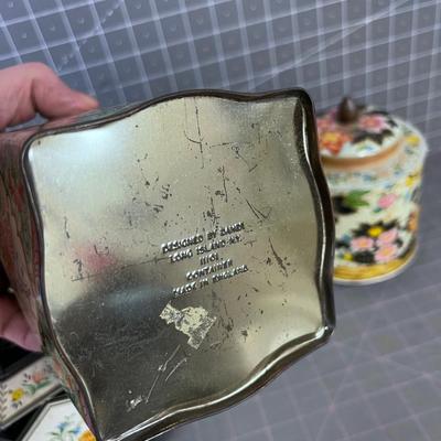 (3) Vintage Floral Tins, Collectible 