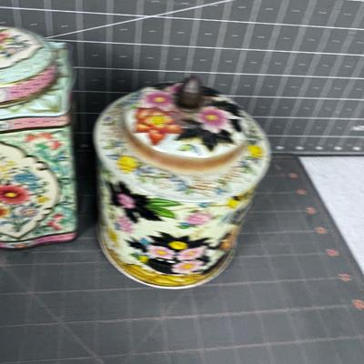 (3) Vintage Floral Tins, Collectible 