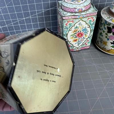(3) Vintage Floral Tins, Collectible 