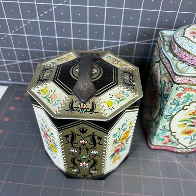 (3) Vintage Floral Tins, Collectible 
