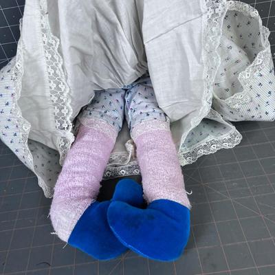 Home Made Bunny made of Terry Cloth in a tiny print Dress and Bloomers