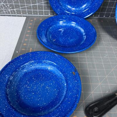 Blue Graniteware, Metal (8 Pieces) 