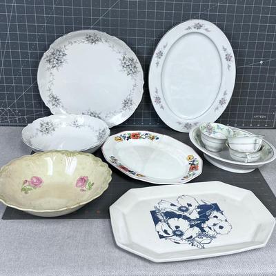 Mixed Lot of China Platters and Bowls 