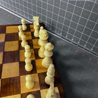 WOOD Chess Board and Set of Plastic Dudes. 