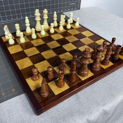 WOOD Chess Board and Set of Plastic Dudes. 