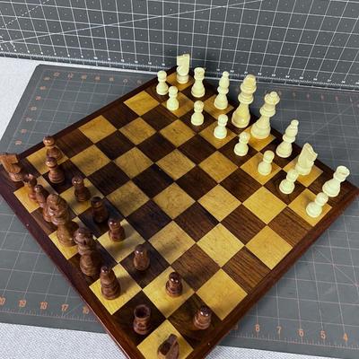 WOOD Chess Board and Set of Plastic Dudes. 