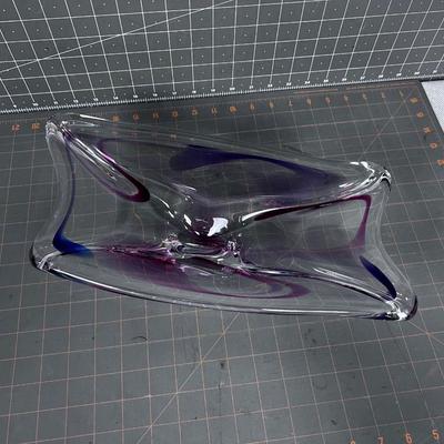 Hand Blown Art Glass Artist Signed Bowl