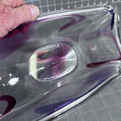 Hand Blown Art Glass Artist Signed Bowl
