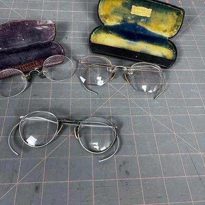 3 Pair Wire Rim Glasses, 12KGF