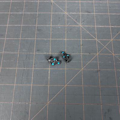 Silver Clip on with 3 Small Turquoise Stones