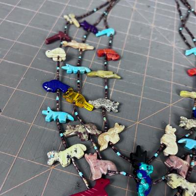 Carved Fetish Bead Necklace 