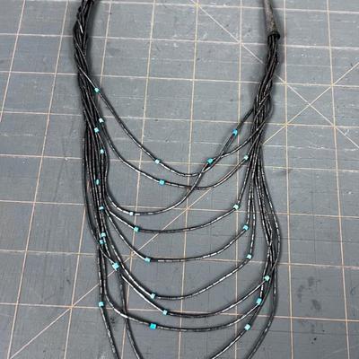 Liquid Silver & Turquoise Necklace 