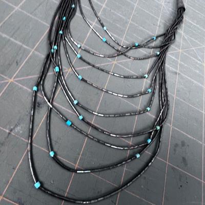 Liquid Silver & Turquoise Necklace 