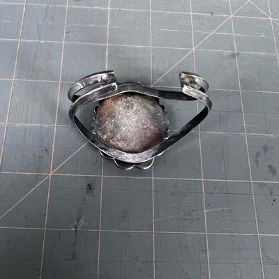 Cuff Bracelet Onyx, Mother of Pearl and Red Jasper Stone