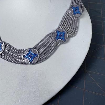 Herringbone Chain Necklace and Bracelet Enamel & 925