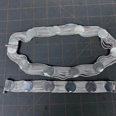 Herringbone Chain Necklace and Bracelet Enamel & 925