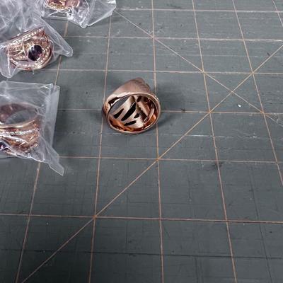 Rose Gold (Faux) with Amethyst Stone RING (8) All Size 10