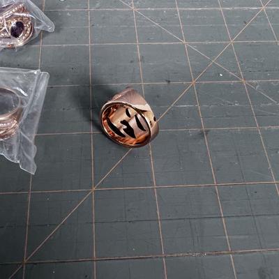 Rose Gold (Faux) with Amethyst Stone RING (8) All Size 10