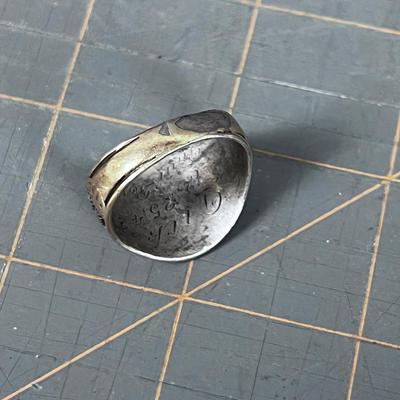 1942 US Army Ring Gold Plated Silver Size 11