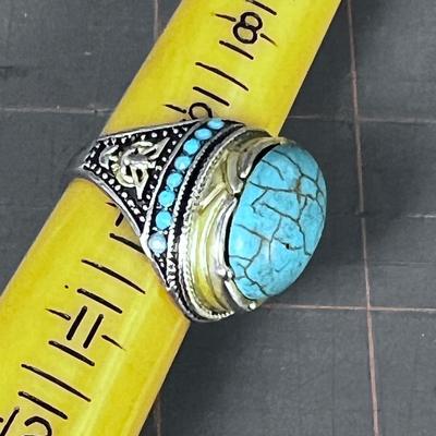 Silver & Manufactured Stone Ring