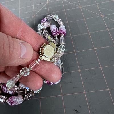 Old Glass Bead Necklace Marked Japan 