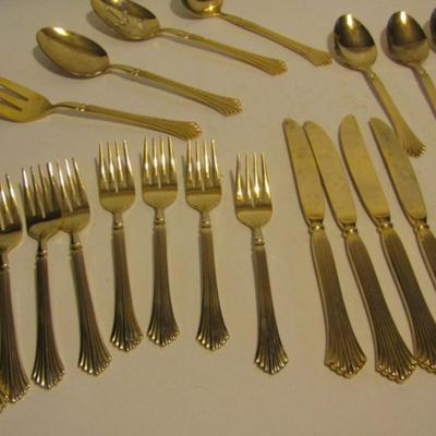 Rogers Stainless Flatware- Gold Tone- 31 Pieces