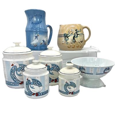 Vintage B&D Canister Japan, Colander, & Pottery