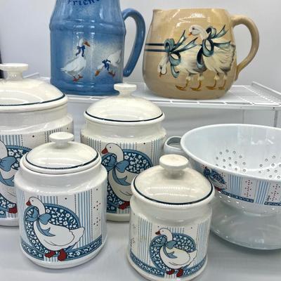 Vintage B&D Canister Japan, Colander, & Pottery