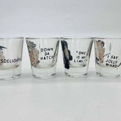 4 Vintage Novelty Moving Roving Eye Shot Glasses