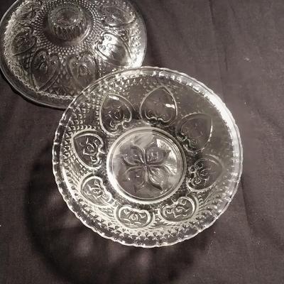LEAD CRYSTAL BOWLS AND DISH WITH LID