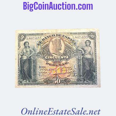 1907 SPAIN 50 PESETAS