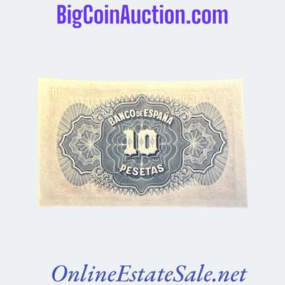 1935 (1936) SPAIN 10 PESETAS SILVER CERTIFICATE