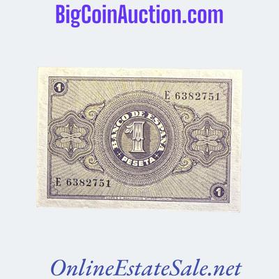 1938 SPAIN 1 PESETA - RUTH HILL COLLECTION