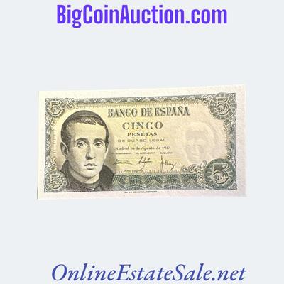 1951 SPAIN 5 PESETAS