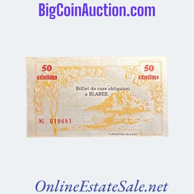 1937 SPAIN CIVIL WAR BLANE 50 CENTIMS