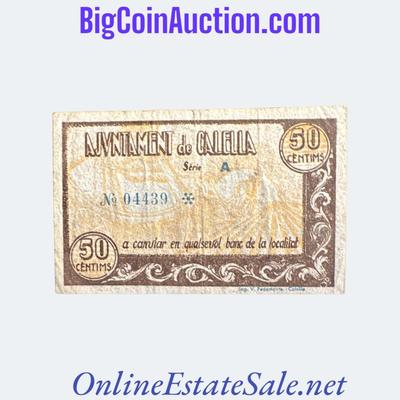 1937 SPAIN CIVIL WAR CALELLA 50 CENTIMS