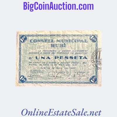 1937 SPAIN CIVIL WAR RUBI 1 PESSETA