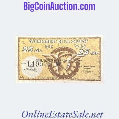 1937 SPAIN CIVIL WAR VIC 25 CENTIMS