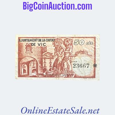 1937 SPAIN CIVIL WAR VIC 50 CENTIMS